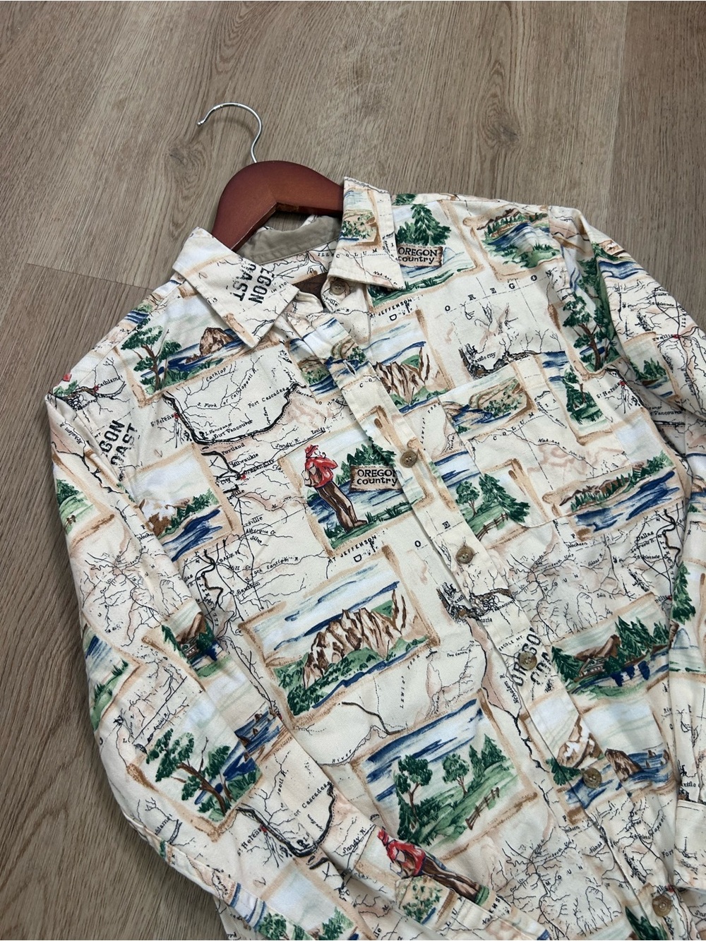 Pendleton 100% Cotton Oregon Coast Novelty Print Button Down Long Sleeve Top - Picture 3 of 16